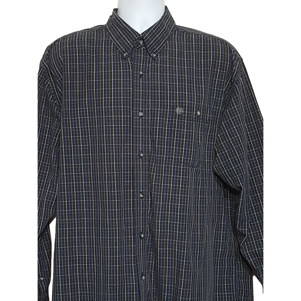 Wrangler Shirt XL Vintage 90s Mens Long Sleeve Blue Plaid Button Down